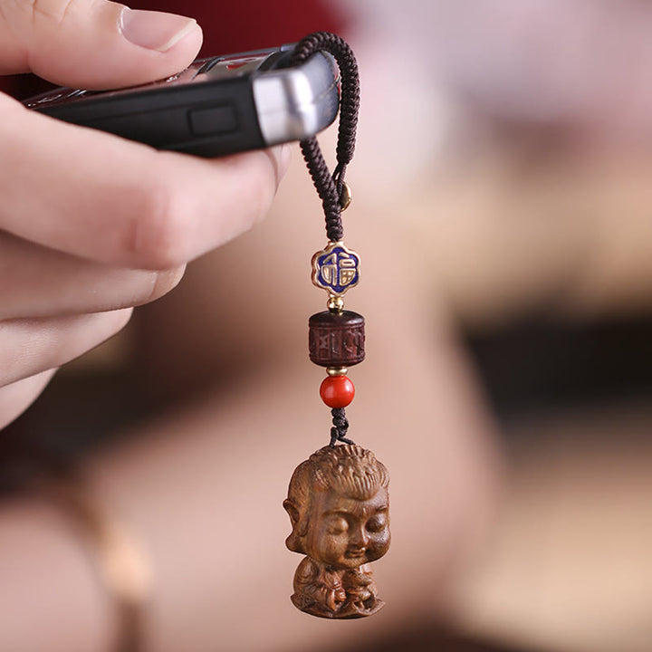 Chiński Zodiak Natal Budda Zielony Sandałowiec Om Mani Padme Hum Brelok Pokoju