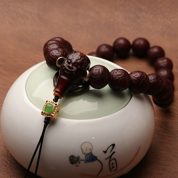 Buddha Stones Tybetańskie Nasiona Bodhi Agat Koralik Szczęście Bogactwo Tassel Charm Nadgarstek Mala