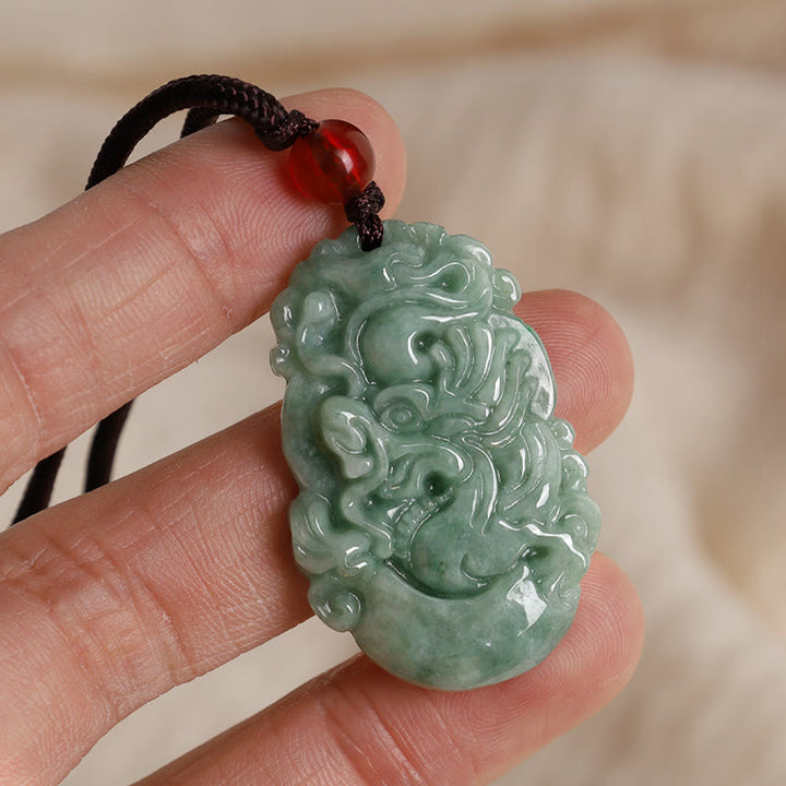 Buddha Stones Naturalny Jadeit 12 Chiński Zodiak Naszyjnik Wisiorek Dobrobytu - image 4