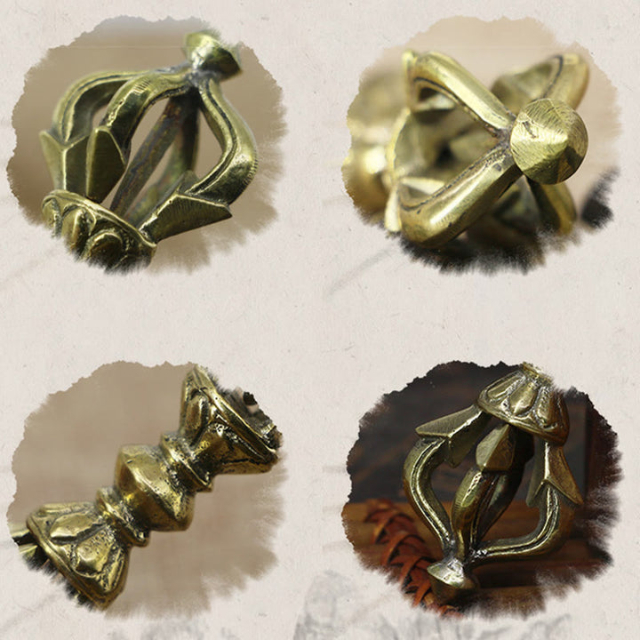 Buddha Stones ręcznie wykonane z Nepalu, małe, pięciozębne, Vajra Dorje, siła, miedziana dekoracja