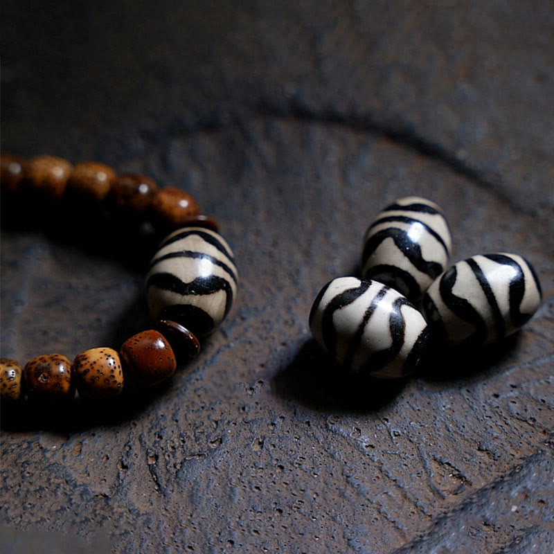 Buddha Stones Tybetańskie Nasiona Bodhi Bursztyn Dzi Koralik Agat Zakiram Bogini Bogactwa Koraliki Bransoletka Potrójnie Owijana