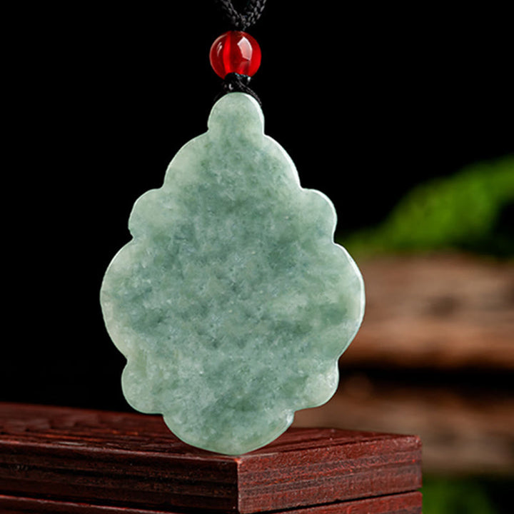 Buddha Stones Naturalny Jade Kalanchoe blossfeldiana Kwiat Wzór Naszyjnik Szczęścia Wisiorek