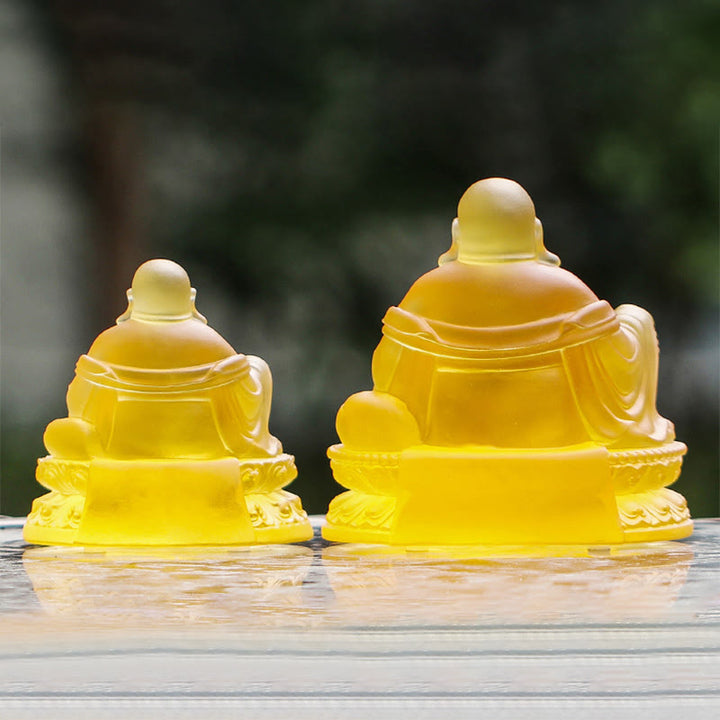 Buddha Stones Ręcznie robione Śmiejąca się Figurka Buddy Liuli Kryształowe Dzieło Sztuki Bogactwo Statua Dekoracja Domu