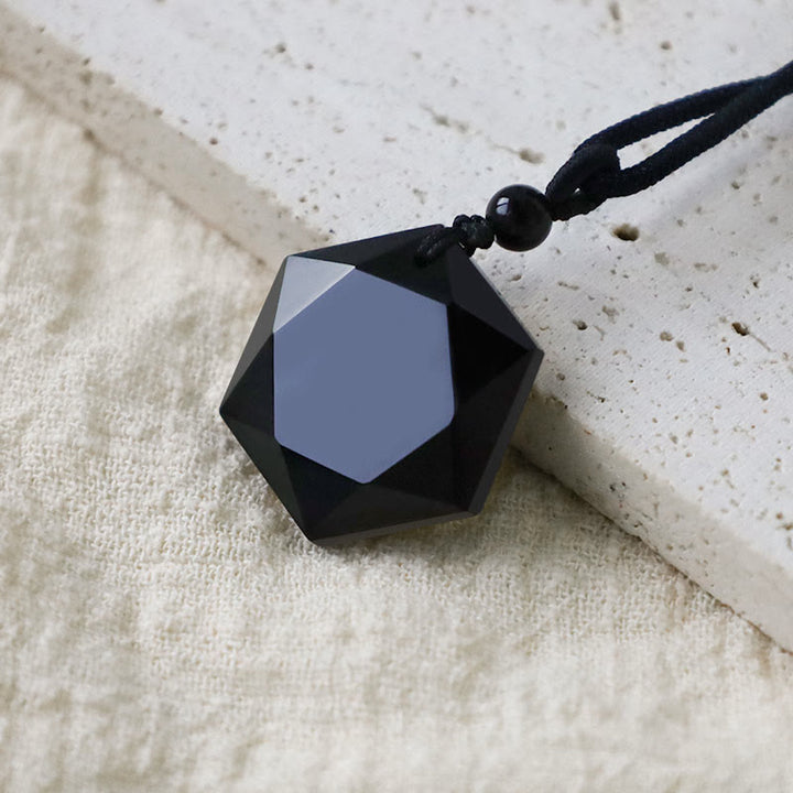 Naszyjnik z czarnym obsydianem Talisman Purify