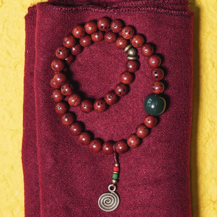 Bransoletka Bodhi Seed Cyan Jade Copper Peace Luck