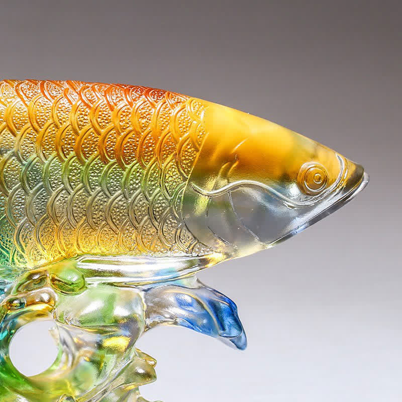 Ręcznie robiony kryształowy element sztuki Liuli Koi Fish Luck Home Office Decoration