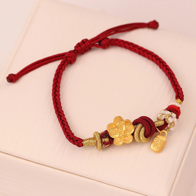 Bransoletka z czerwonego sznurka z zawieszką szczęścia i Buddha Stones Peach Blossom