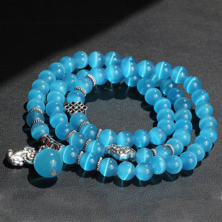 Bransoletka z potrójnym owinięciem w kocie oko PiXiu z Buddha Stones