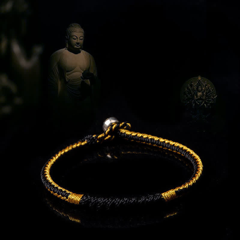 Bransoletka ochronna z Buddha Stones Tybetański ręcznie warkoczowy sznurek szczęścia