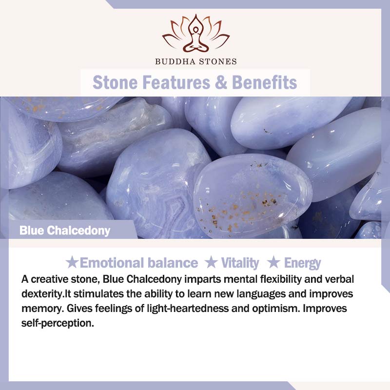 Bransoletka energetyczna Buddha Stones Blue Chalcedon Emotional Balance Bangle