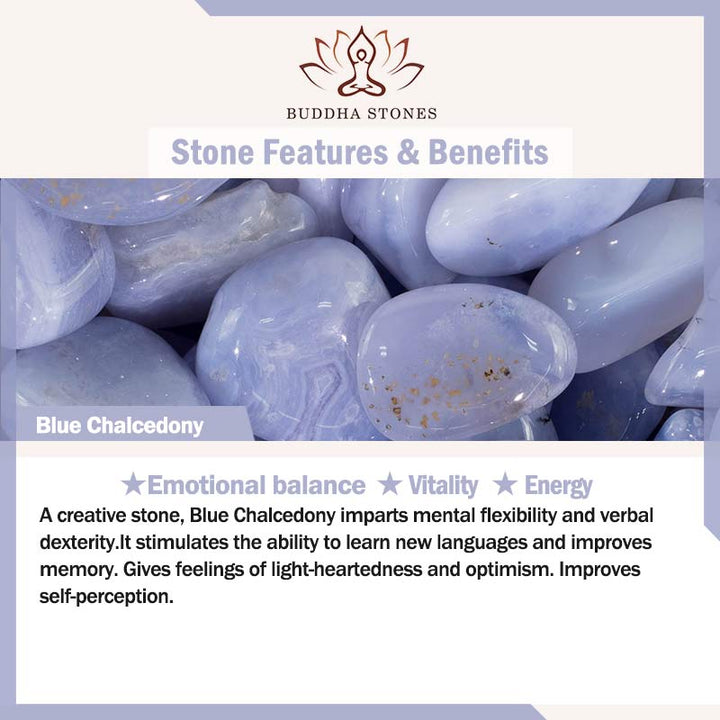 Bransoletka energetyczna Buddha Stones Blue Chalcedon Emotional Balance Bangle