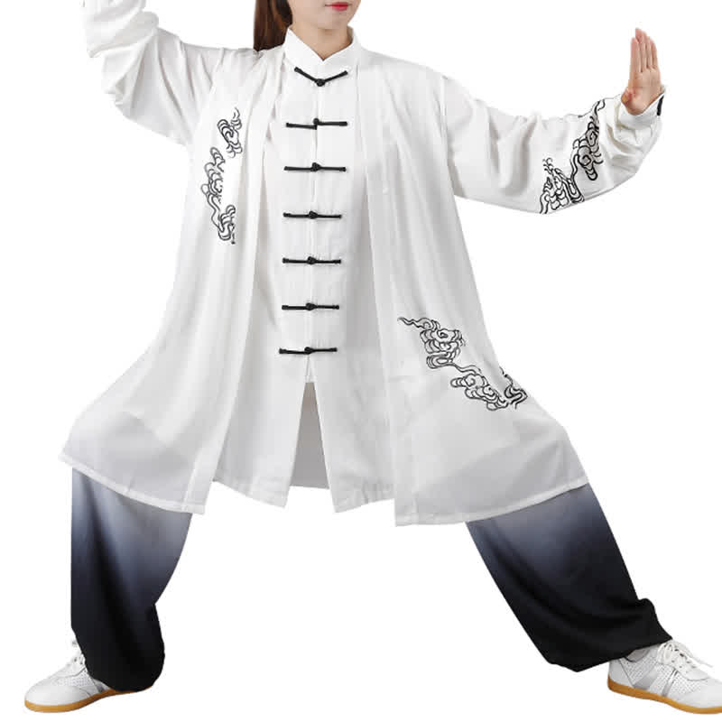 Buddha Stones Pomyślne Chmury Gradient Medytacja Modlitwa Duchowy Zen Tai Chi Qigong Praktyka Zestaw Ubrań Damskich - image 16