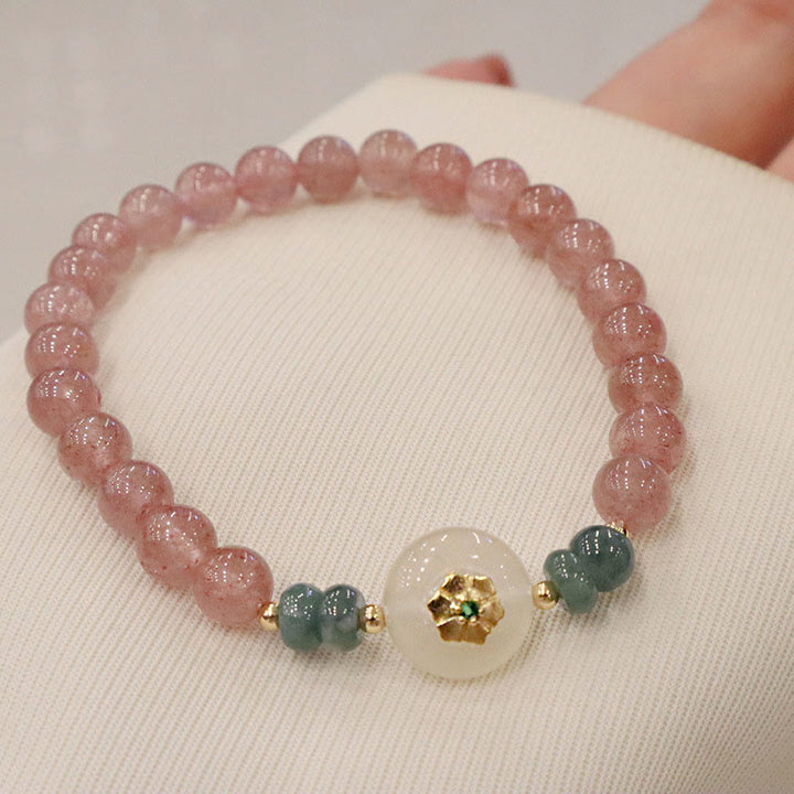Bransoletka lecznicza Buddha Stones Natural Truskawkowy Kwarc Chalcedon Jade