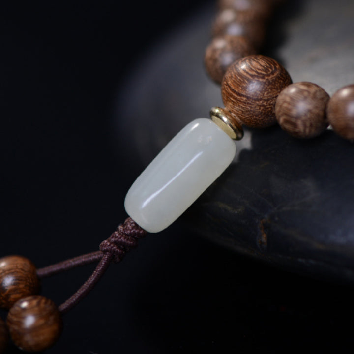 Buddha Stones 108 Mala Koraliki Rosewood Jade Calm Bransoletka