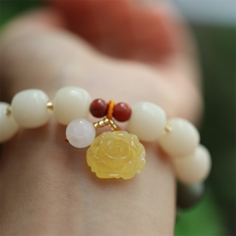 Bransoletka Buddha Stones Gradient Bodhi Seed Amber Lotus Peace