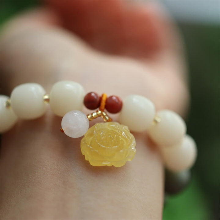 Bransoletka Buddha Stones Gradient Bodhi Seed Amber Lotus Peace