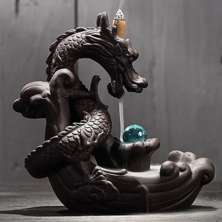 Kadzielnica kadzielna z Buddha Stones w stylu tybetańskim chroniąca smoka
