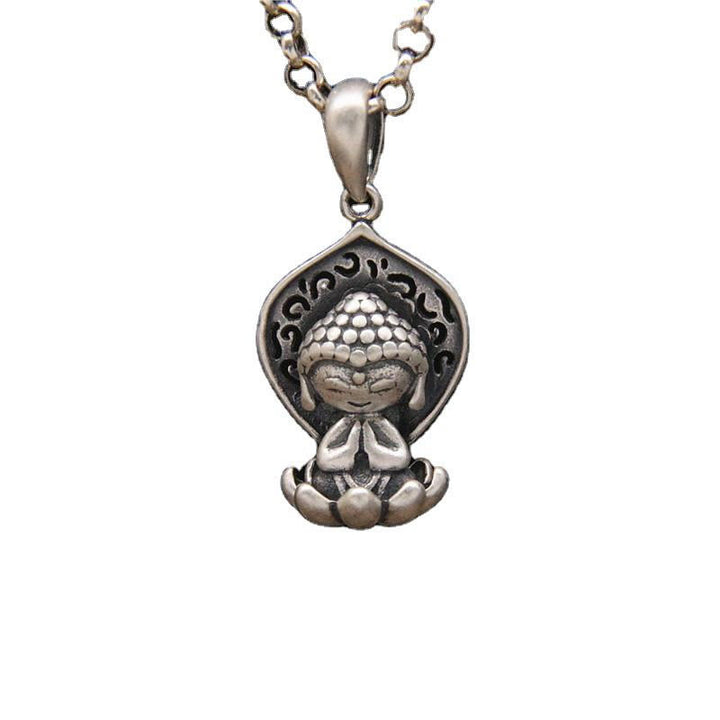 Buddha Stones 999 Srebro Sterling Medytacja Budda Lotos Naszyjnik Wisiorek Spokój - image 7