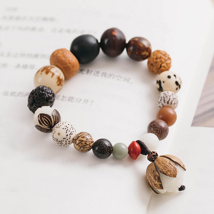 Buddha Stones Bodhi Nasiona Lotosu Mądrość Spokój Bransoletka Mala Na Nadgarstek