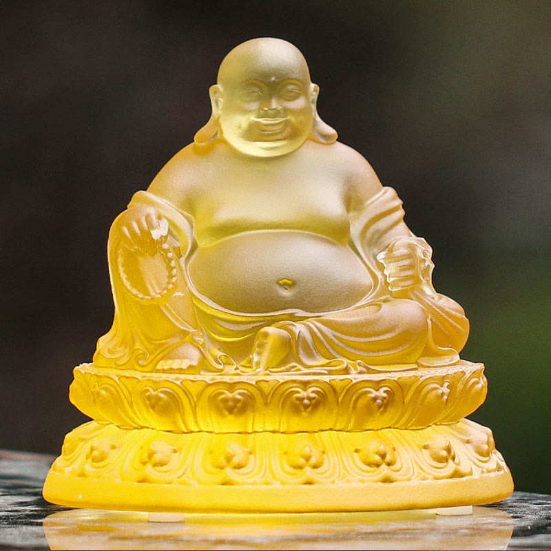 Buddha Stones Ręcznie robione Śmiejąca się Figurka Buddy Liuli Kryształowe Dzieło Sztuki Bogactwo Statua Dekoracja Domu