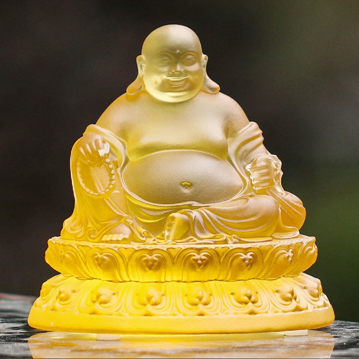 Buddha Stones Ręcznie robione Śmiejąca się Figurka Buddy Liuli Kryształowe Dzieło Sztuki Bogactwo Statua Dekoracja Domu