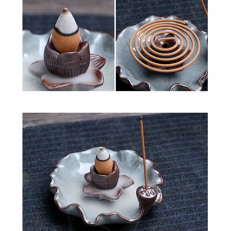 Ceramiczny palnik kadzideł Spiritual Backflow Lotus Plum Blossom Square