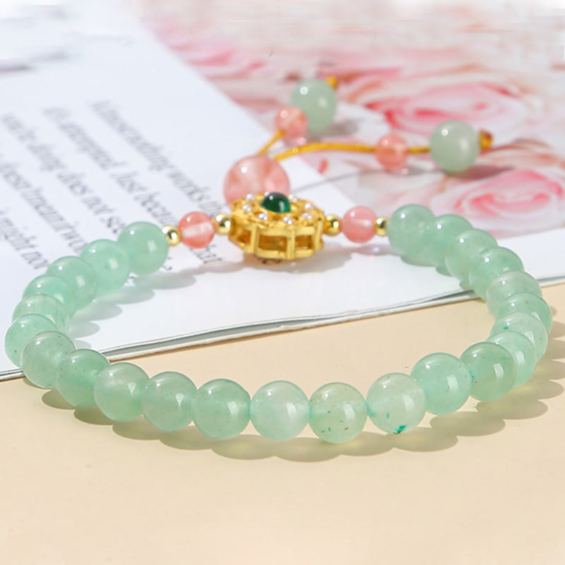 Bransoletka z frędzlami z koralików szczęścia Buddha Stones Green Aventurine