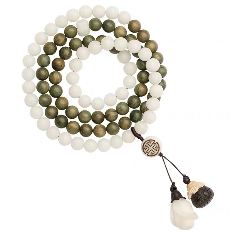 Bransoletka kojąca Buddha Stones Natural Green Sandalwood Bodhi Seed