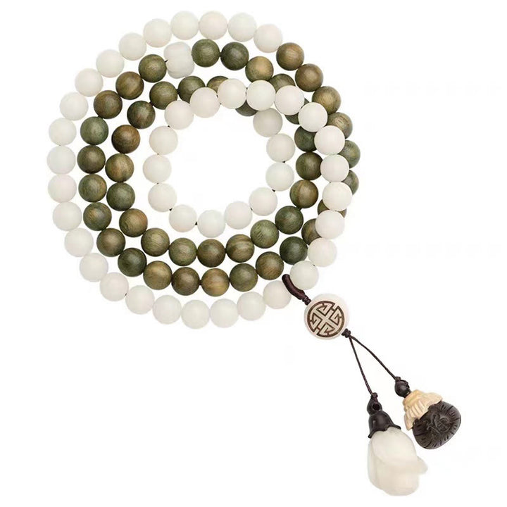 Bransoletka kojąca Buddha Stones Natural Green Sandalwood Bodhi Seed