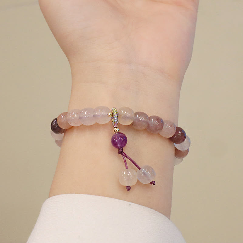 Buddha Stones Naturalne Fioletowe Złote Jedwabne Jade Fioletowe Kwiaty Koraliki Charm Bransoletka Bogactwo