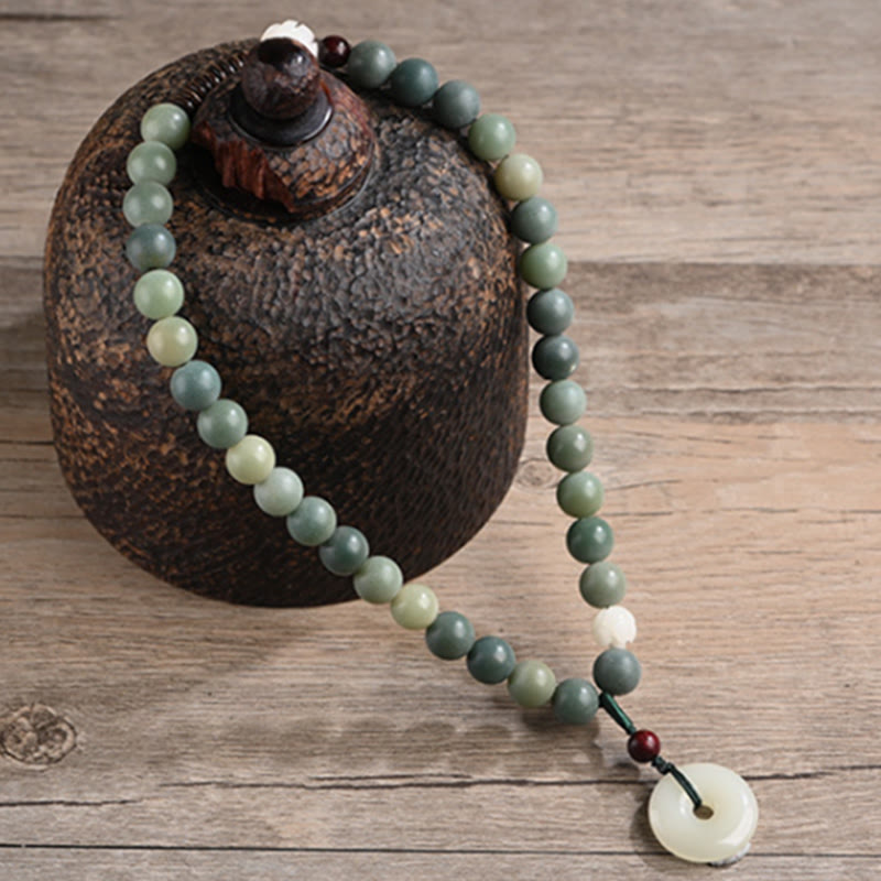 Bransoletka Buddha Stones Cyan Bodhi Nasiona Lotosu Jadeit Spokój Klamra Mądrość Podwójne Owijanie