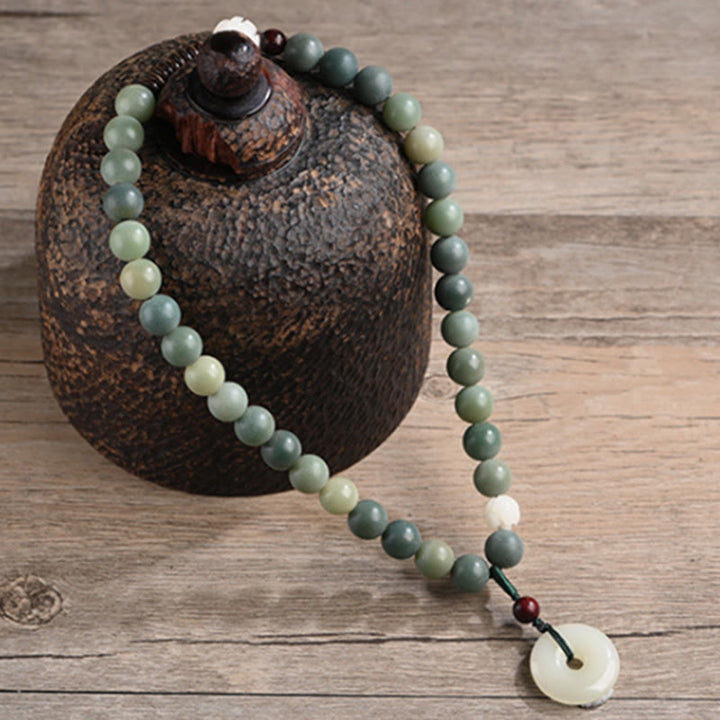 Bransoletka Buddha Stones Cyan Bodhi Nasiona Lotosu Jadeit Spokój Klamra Mądrość Podwójne Owijanie