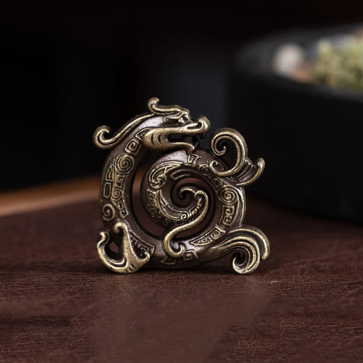 Buddha Stones Miniaturowy Pomyślny Wzór Smoka Medytacja Stop Cynkowy Mały Podgrzewacz Kadzidełek
