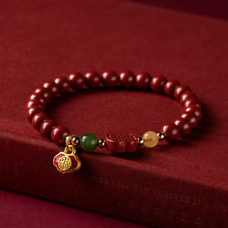 Bransoletka Buddha Stones Cinnabar Happiness Calm