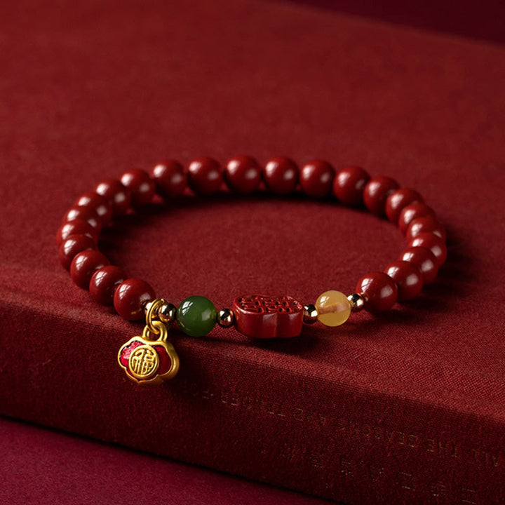 Bransoletka Buddha Stones Cinnabar Happiness Calm