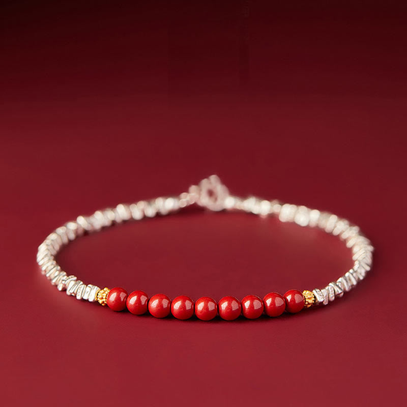 Bransoletka z Buddha Stones ze srebra próby 925 z motywem Fu i postacią Cinnabar - Cynober (obwód nadgarstka 15-18 cm) - image 0