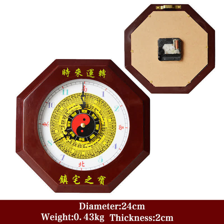Feng Shui Bagua Mapa Równowagi Energii Mapa Ścienna Zegar - Ciemnoczerwony zegar ścienny Bagua z mapą 24 cm - image 1
