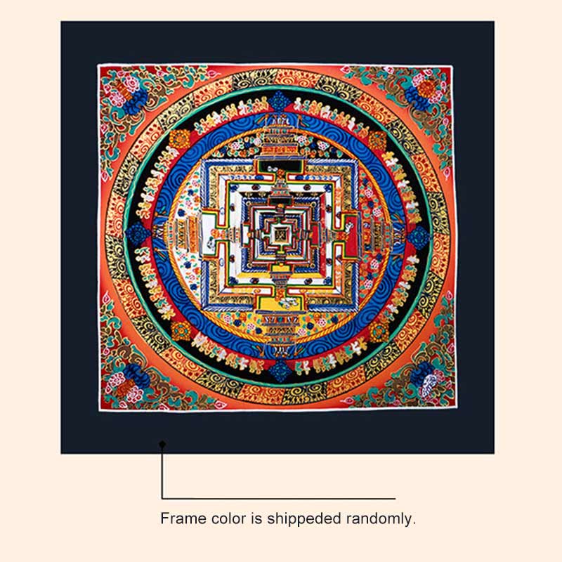 Tybetański ręcznie malowany obraz Thangka Mandala w pudełku z losowym wzorem kolorystycznym