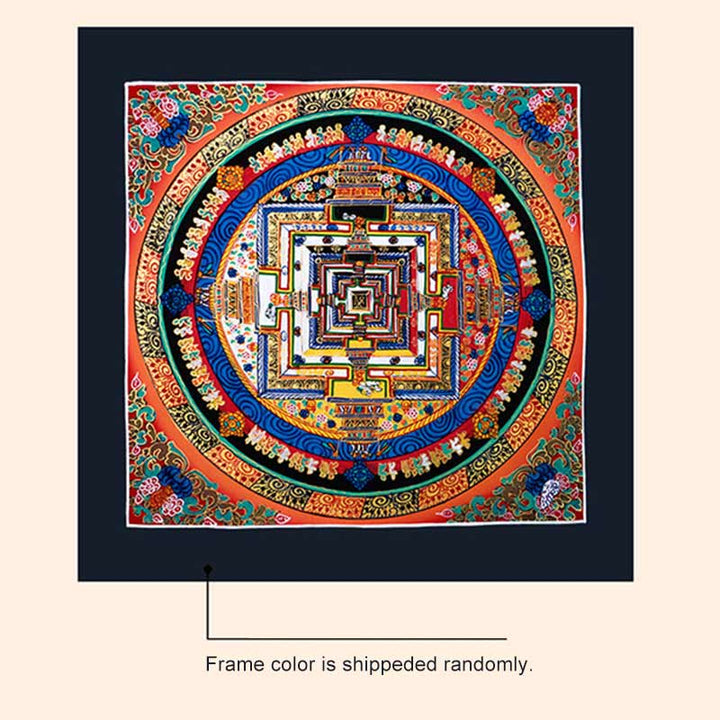 Tybetański ręcznie malowany obraz Thangka Mandala w pudełku z losowym wzorem kolorystycznym