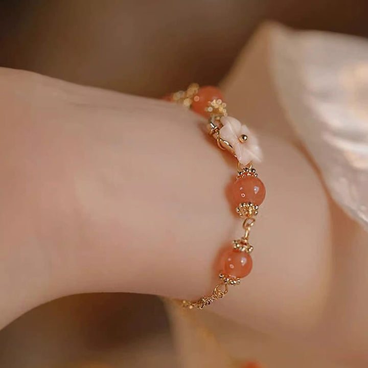 Buddha Stones Red Agat Tridacna Stone Flower Confidence