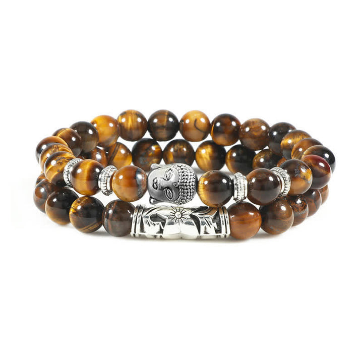Buddha Stones 2szt. Naturalny kryształ Agat Budda Bransoletka ochronna
