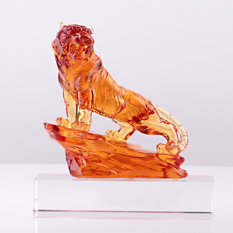 Ręcznie robiony Liuli Crystal Tiger Art Piece Ochrona Dekoracja Domu