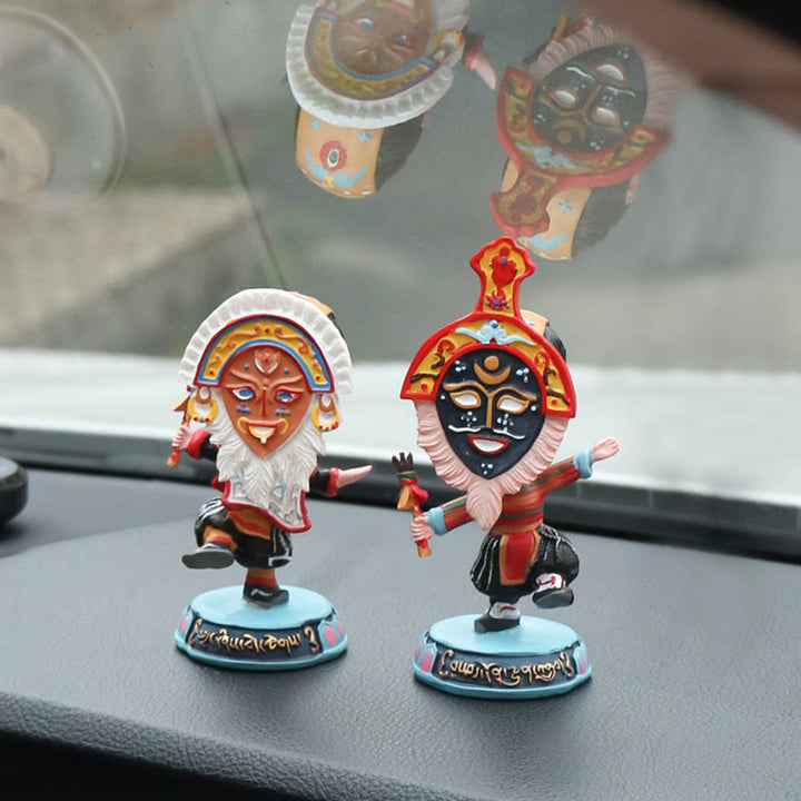 Buddha Stones Tybetańska Opera Maska na Twarz Lalka Dekoracja Domu Biuro Samochód Ozdoba