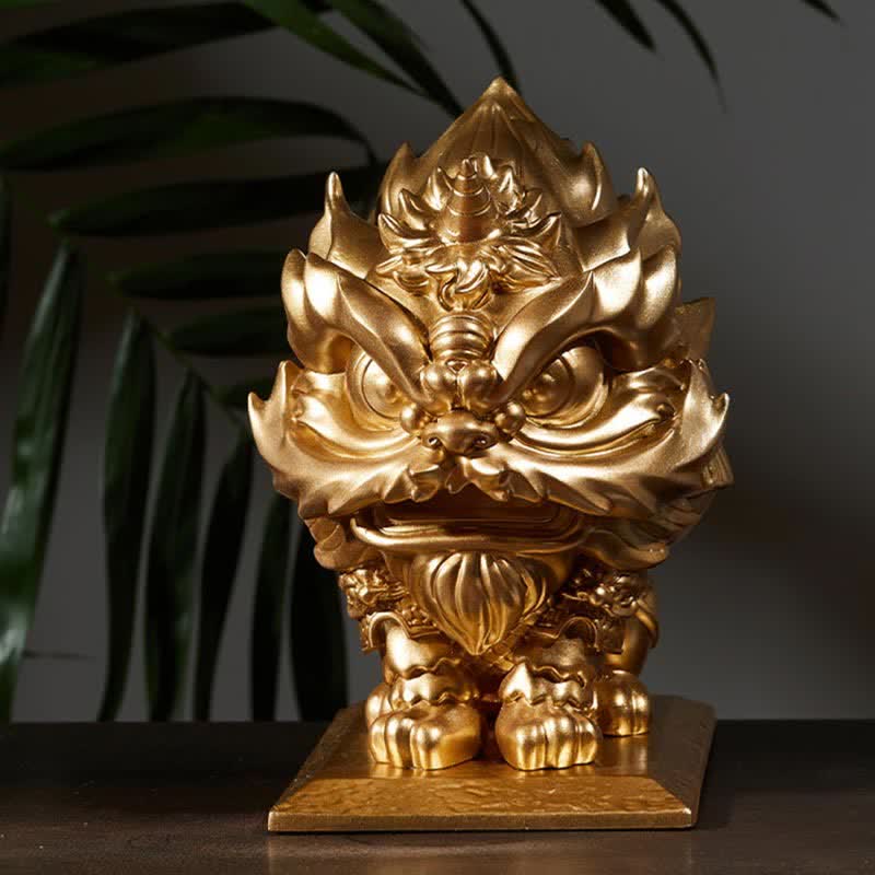 Buddha Stones Lwa Statua Siła Żywica Dekoracja Domu Biuro