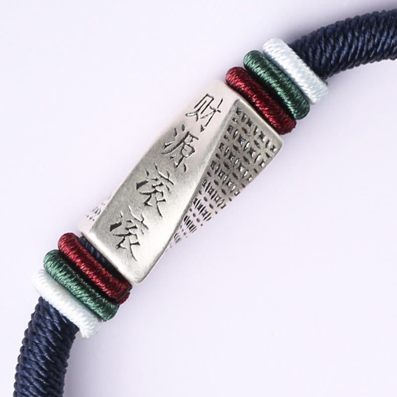 Buddha Stones 999 Srebro Sterling Zyski Spływają Ze Wszystkich Stron Ręcznie Robiona Bransoletka Błogosławieństwo Sznurek Zapięcie