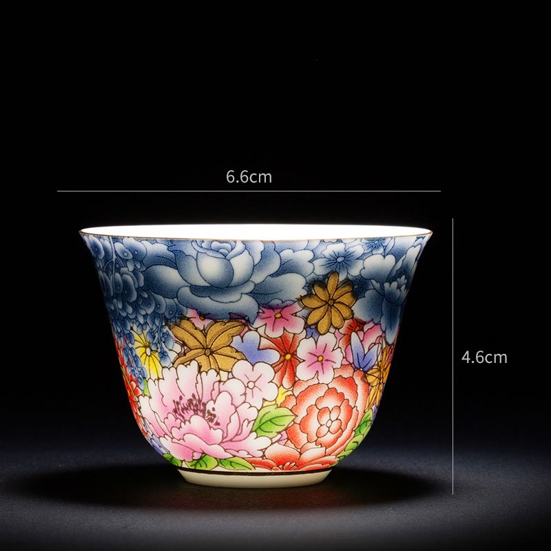 Buddha Stones Kolorowe Kwiaty Orchidea Fale Morskie Niebiesko-Biała Porcelana Ceramiczna Filiżanka Do Herbaty Kung Fu