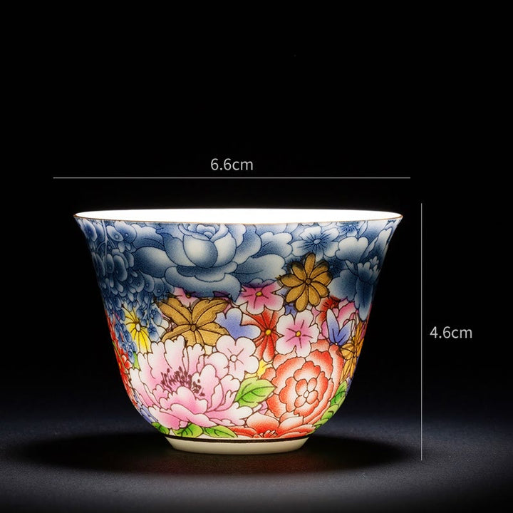 Buddha Stones Kolorowe Kwiaty Orchidea Fale Morskie Niebiesko-Biała Porcelana Ceramiczna Filiżanka Do Herbaty Kung Fu