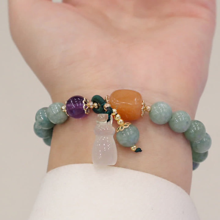 Buddha Stones Cyan Jade Lotos Dynia Życzenie Pokoju Klamra Ametyst Kryształ Uzdrawiająca Bransoletka