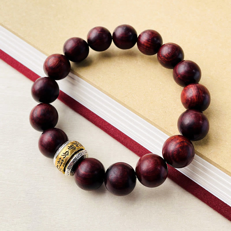 Bransoletka ochronna z amuletem z czerwonego drzewa sandałowego i Buddha Stones