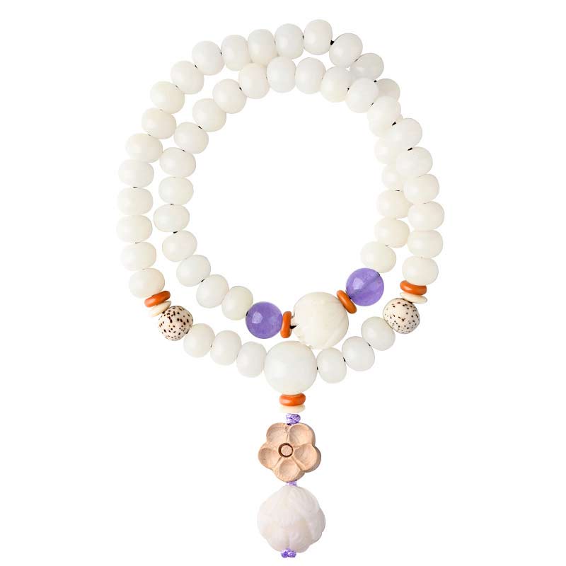 Bransoletka z białego jadeitu Bodhi Lotus z Buddha Stones